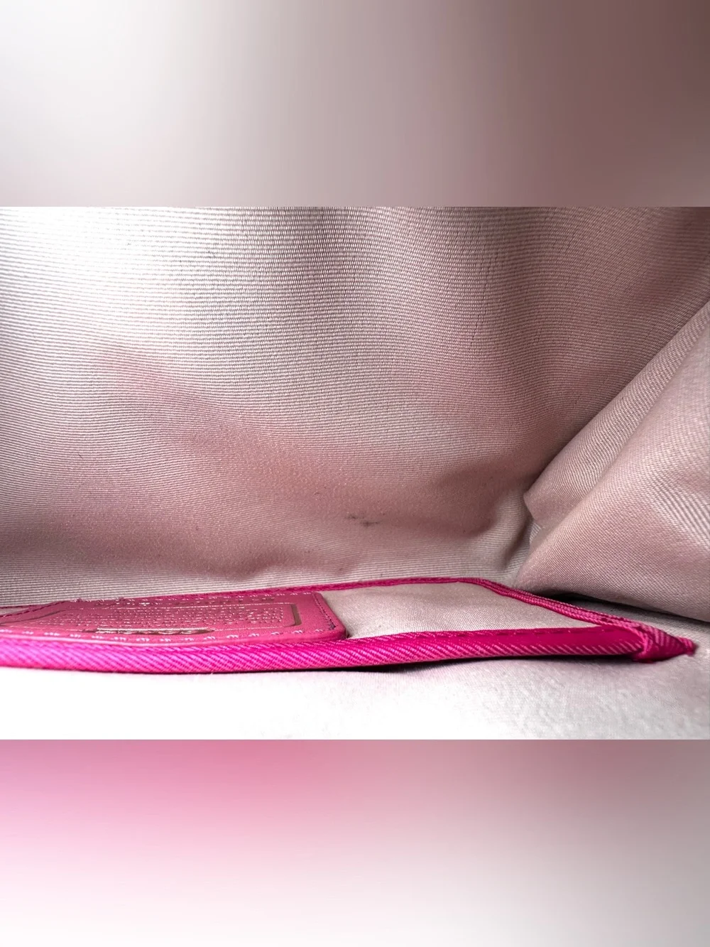 Coach Straw Clutch Wristlet with Fuchsia Trim